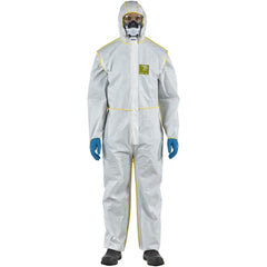 Disposable Coveralls: Size 5X-Large, 0.5469 oz, Microporous Polyethylene Laminate Non-Woven & Polypropylene Non-Woven, 2-Way Zipper with Storm Flap Closure