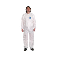 Disposable Coveralls: Size Medium, 0.7064 oz, SMS, 2-Way Zipper with Storm Flap Closure