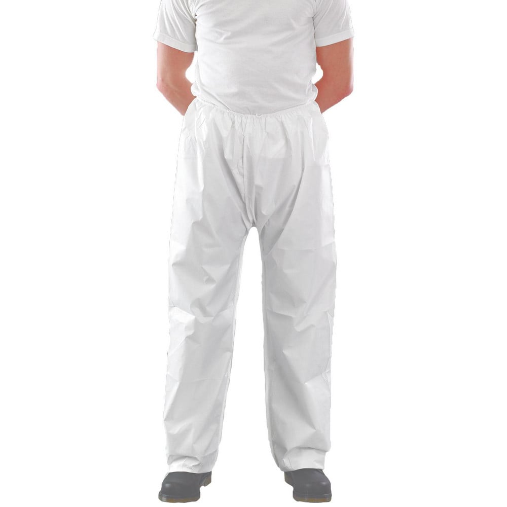 Disposable Pants; Protection Type: Particulate Biological Hazards, Low-Concentration Liquid Chemicals; Size: Small; Waist Size: 36; Color: White; Material: Microporous Polyethylene Laminate Non-Woven; Number Of Pockets: 0.000; Closure Type: Elastic