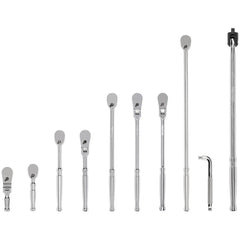 Ratchet Sets; Drive Size: 3/8 in; Overall Length (Inch): 12, 6, 18, 8, 4-1/2; Head Shape: Pear; Head Style: Reversible, Fixed; Material: Steel; Handle Type: L-Handle; Finish: Full-Polished