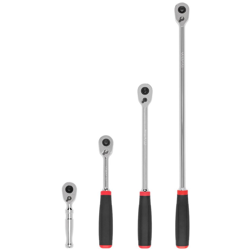 Ratchet Sets; Drive Size: 3/8 in; Overall Length (Inch): 12, 18, 8, 4-1/2; Head Shape: Pear; Head Features: Compact; Head Style: Reversible, Fixed; Material: Steel; Handle Type: Compact; Finish: Full-Polished