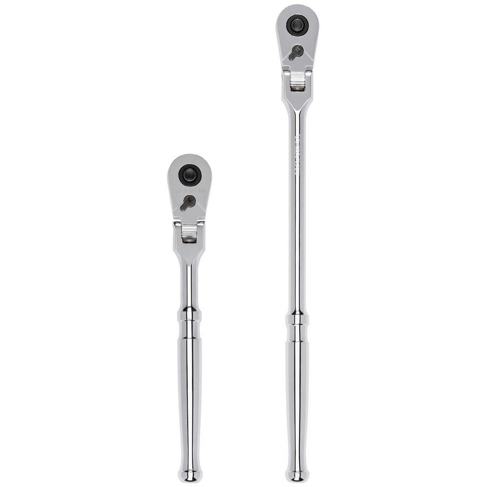 Ratchet Sets; Drive Size: 3/8 in; Overall Length (Inch): 12, 8; Head Shape: Pear; Head Features: Compact; Head Style: Flexible; Material: Steel; Handle Type: Compact; Finish: Full-Polished