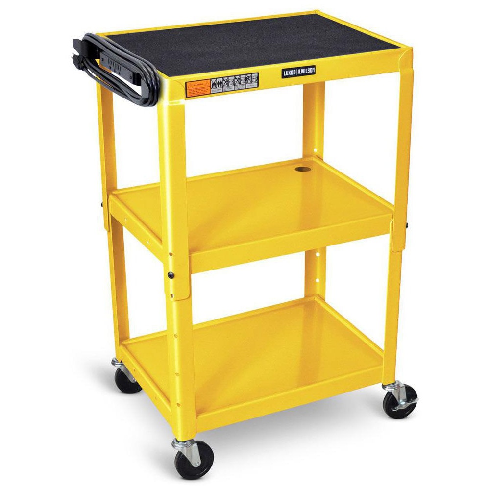 Utility Utility Cart: 18" Long, 24" Wide, Powder Coated Steel, 300 lb Capacity, Yellow