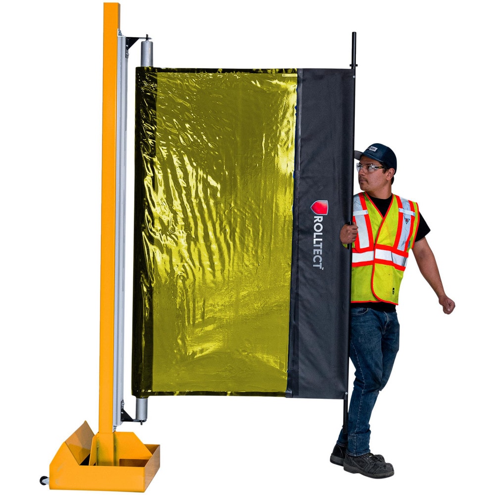 Welding Curtain & Screen Kits; Type: Welding Screen; Kit Type: Retractable Screen; Curtain/Screen Material: Vinyl; Frame Material: Aluminum; Material: PVC; Color: Opaque Yellow; Includes: Weld Screen, Roller, Mounting Brackets, J-hooks