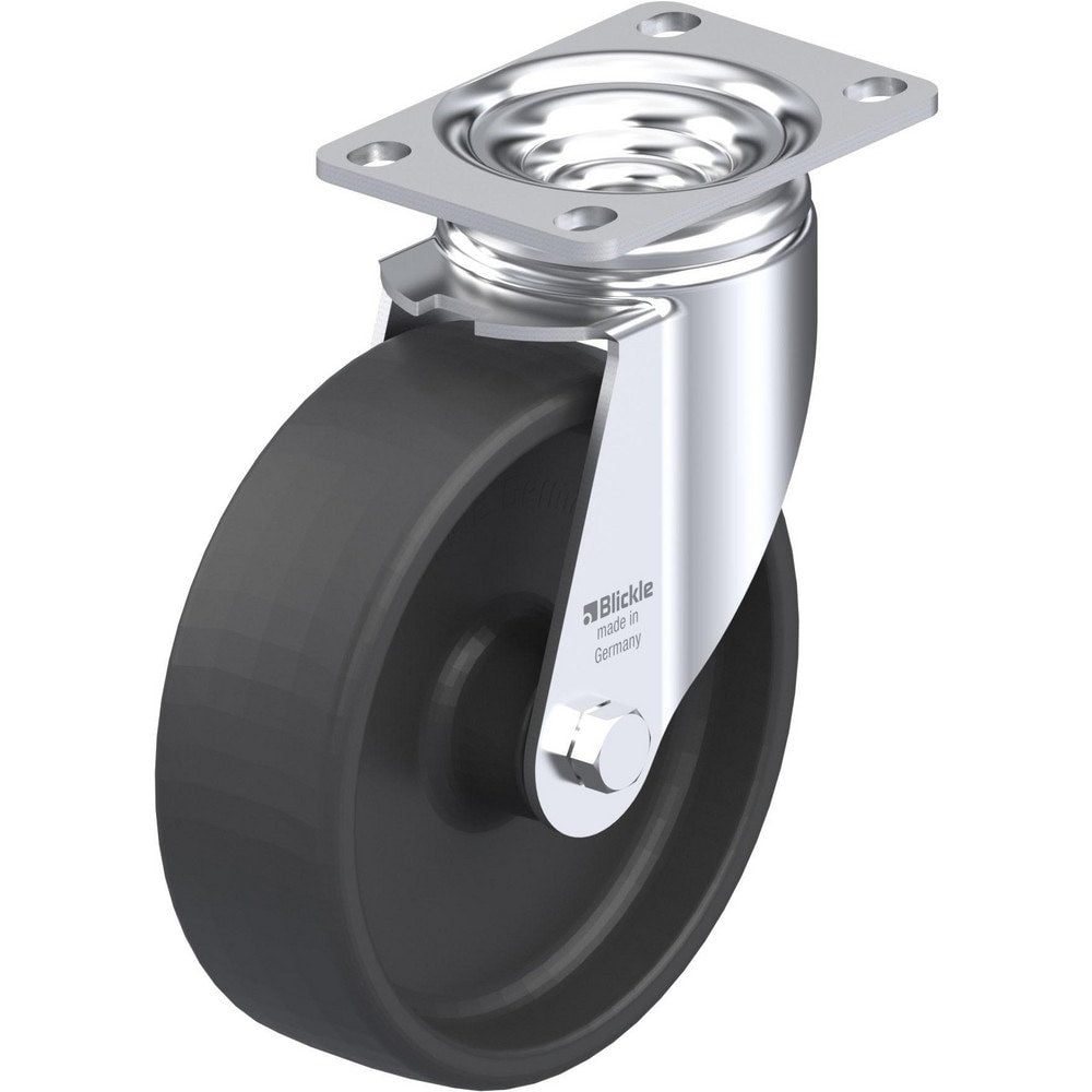 Top Plate Casters; Mount Type: Plate; Number of Wheels: 1.000; Wheel Diameter (Inch): 4; Wheel Material: Rubber; Wheel Width (Inch): 1-9/16; Wheel Color: Black