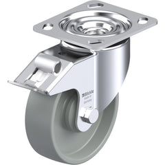 Top Plate Casters; Mount Type: Plate; Number of Wheels: 1.000; Wheel Diameter (Inch): 4; Wheel Material: Rubber; Wheel Width (Inch): 1-1/4; Wheel Color: Gray