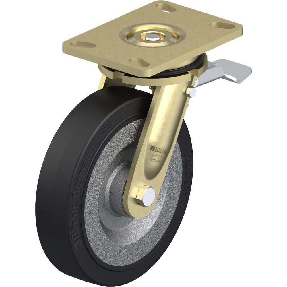 Top Plate Casters; Mount Type: Plate; Number of Wheels: 1.000; Wheel Diameter (Inch): 8; Wheel Material: Rubber; Wheel Width (Inch): 2; Wheel Color: Black