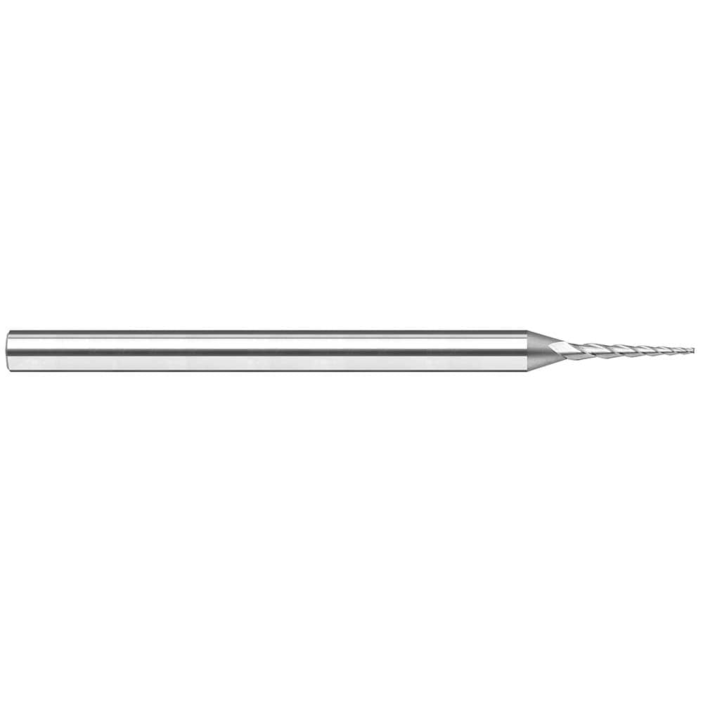 Tapered End Mill: 10 deg Angle per Side, 0.0900" Small Dia, 0.7200" LOC, 3 Flute, Tapered End