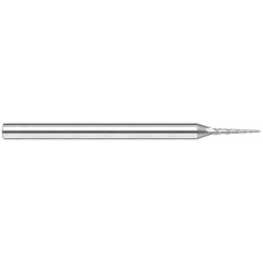 Tapered End Mill: 20 deg Angle per Side, 0.0600" Small Dia, 0.4800" LOC, 3 Flute, Tapered End