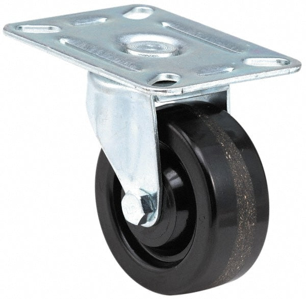 Swivel Top Plate Caster: Thermoplastic Rubber, 3" Wheel Dia, 1-1/4" Wheel Width, 110 lb Capacity, 4-3/16" OAH