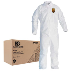 Disposable Coveralls: Liquid & Particle Protection Protection, Size 6X-Large, Microporous Film, Zipper Closure