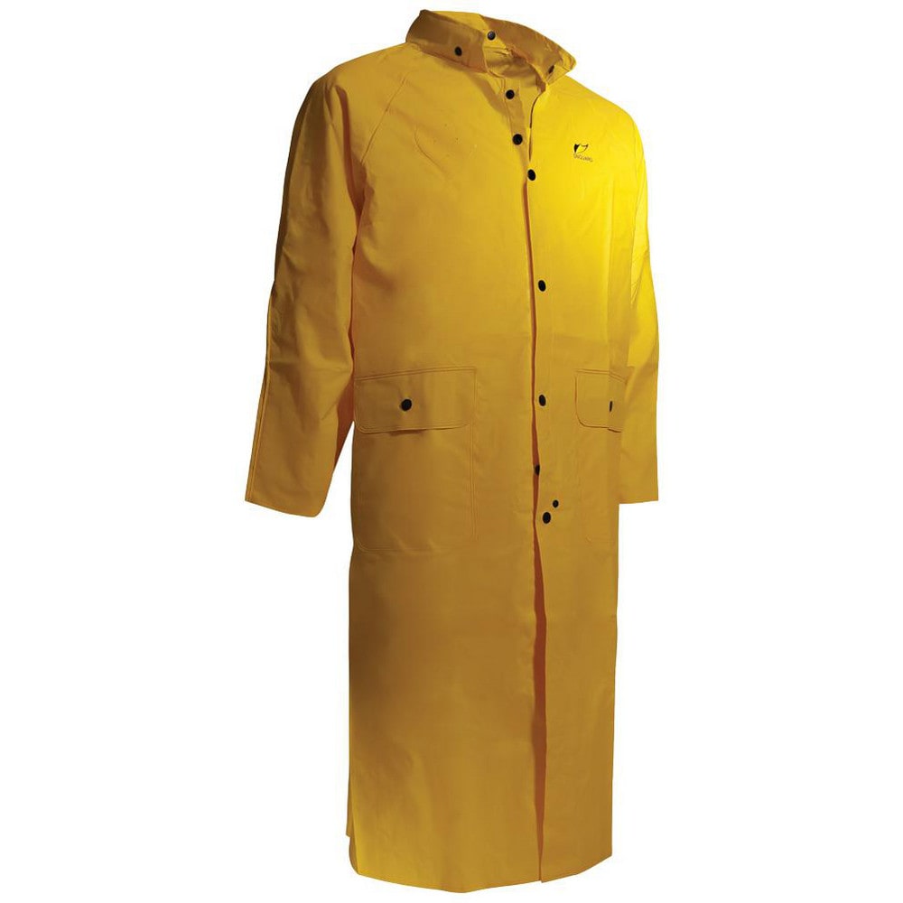 Rain Coat:  Size Medium,  ASTM D6413,  Yellow,  PVC & Nylon