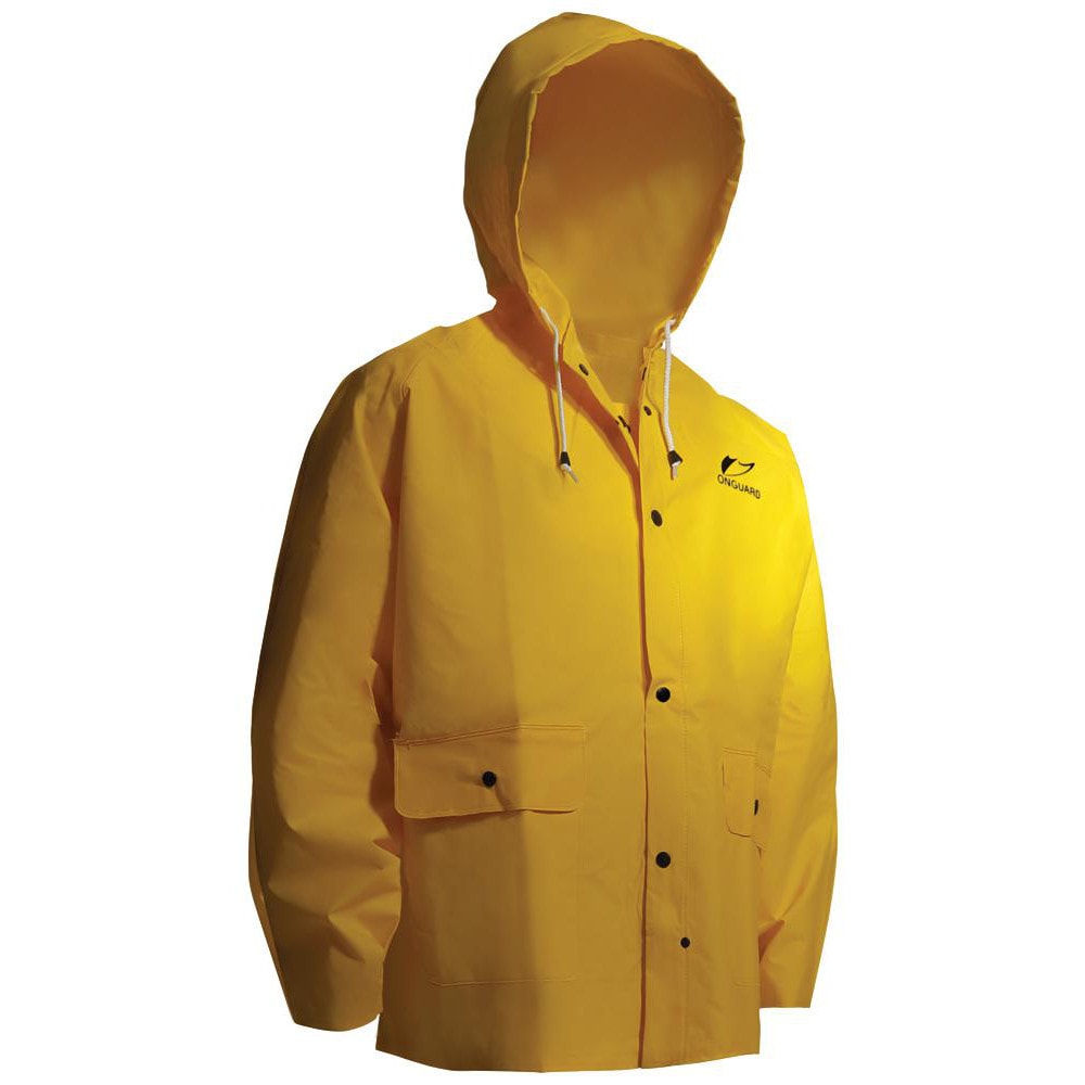 Rain Jacket:  Size 4X-Large,  ASTM D6413,  Yellow,  Nylon & PVC