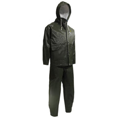 Rain Suit with Pants: Size 2X-Large, Non-Hazardous Protection, Green, PVC on Polyester