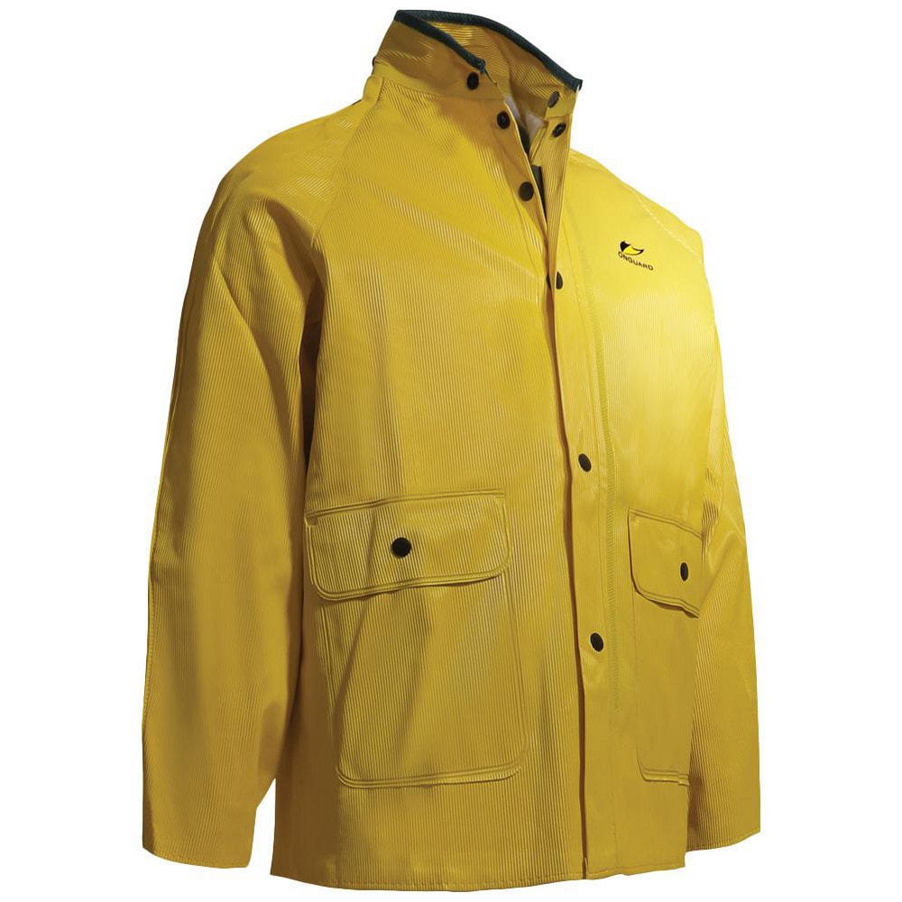 Rain Jacket:  Size 3X-Large,  ASTM D6413,  Yellow,  Nylon & PVC