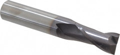 Square End Mill: 1/2" Dia, 1" LOC, 2 Flute, Solid Carbide