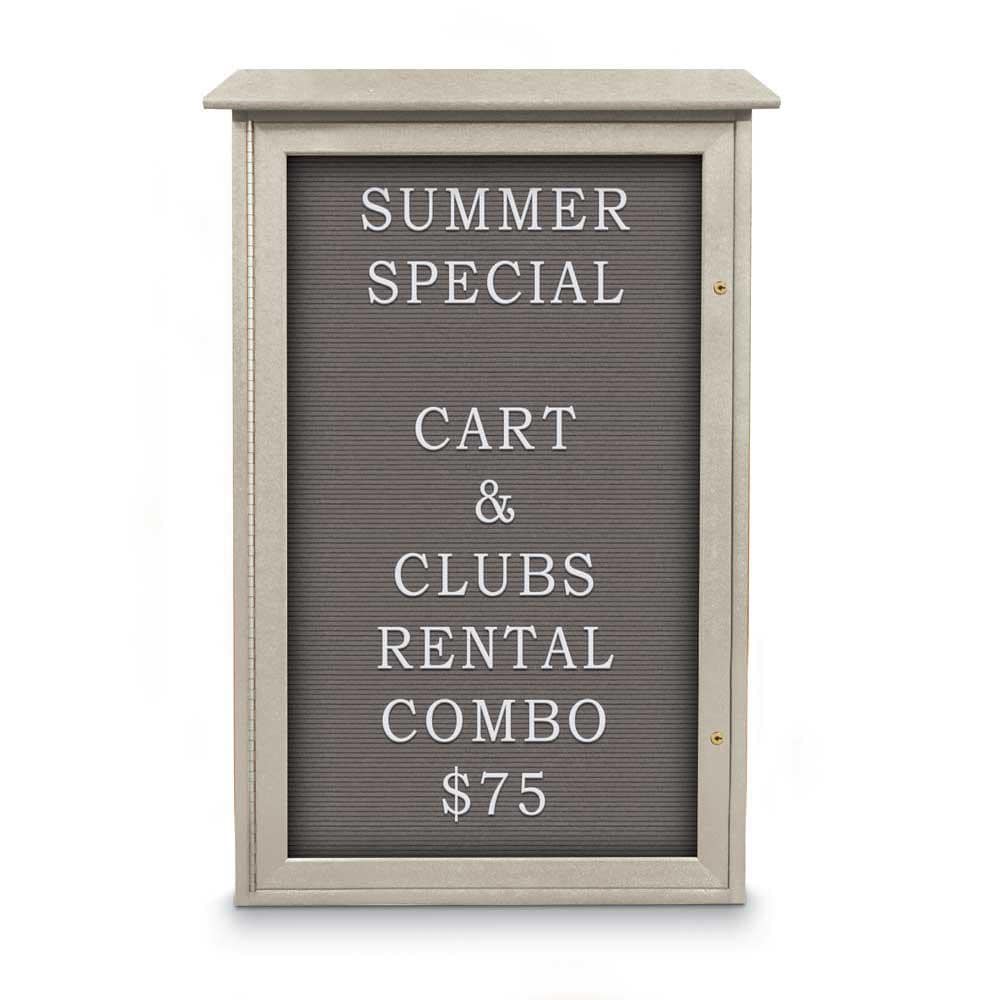 Enclosed Letter Board: 42" Wide, 26" High, Fabric, Gray