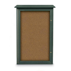 Enclosed Bulletin Board: 42" Wide, 26" High, Cork, Tan