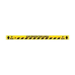 Adhesive Backed Floor Signs; Message Type: Traffic Control; Message/Graphic: Message & Graphic; Message or Graphic: Message & Graphic; Legend: ESD PROTECTED AREA; Material: Vinyl; Legend Color: Black; Color: Yellow, Black; Shape: Rectangle