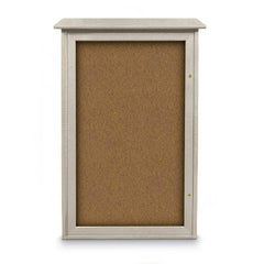 Enclosed Bulletin Board: 42" Wide, 26" High, Cork, Tan