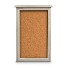 Enclosed Cork Bulletin Board: 42" Wide, 26" High, Cork, Natural Tan