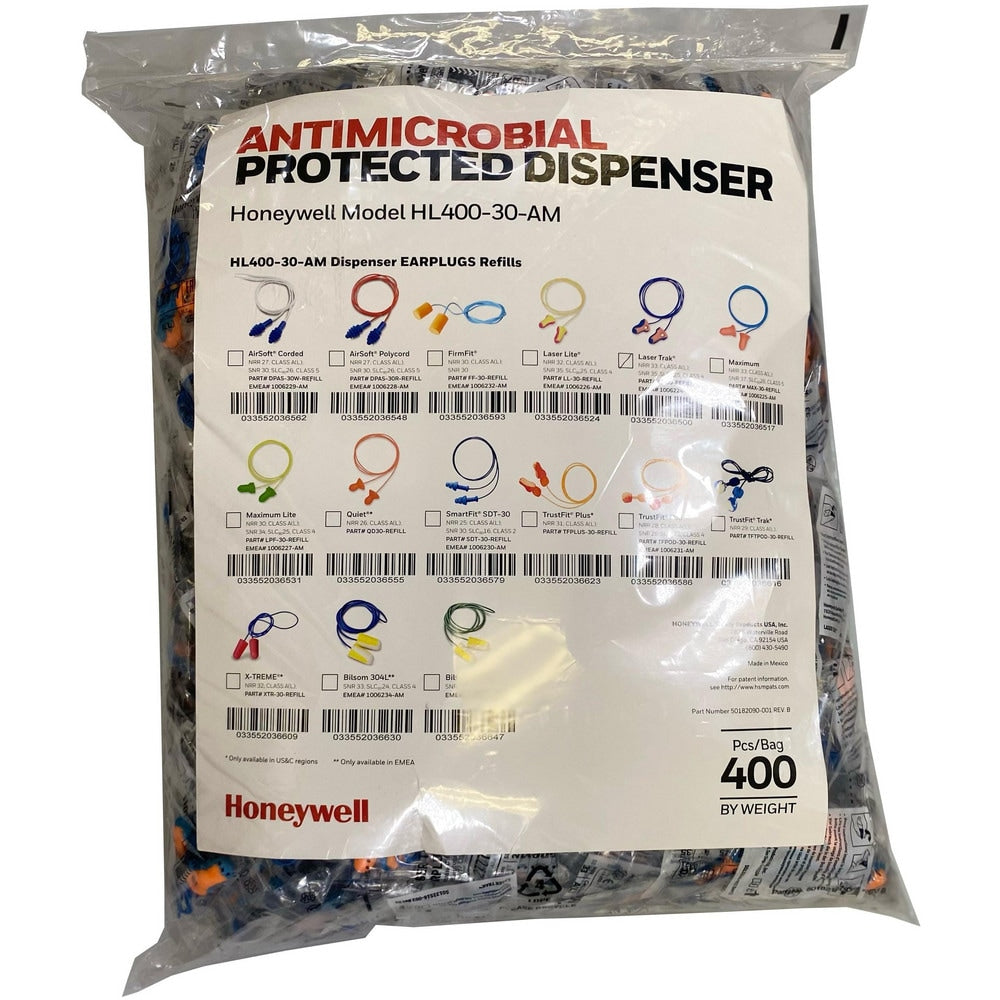 Earplug Dispenser Refill:  5 Bags Pr,  PU Foam & Brass Grommet,  Contoured T-Shape Shape,  33.00 dB