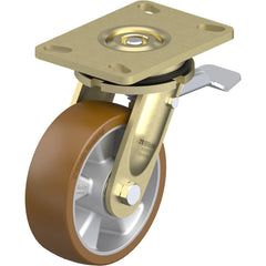 Top Plate Casters; Mount Type: Plate; Number of Wheels: 1.000; Wheel Diameter (Inch): 8; Wheel Material: Polyurethane; Wheel Width (Inch): 2; Wheel Color: Blue