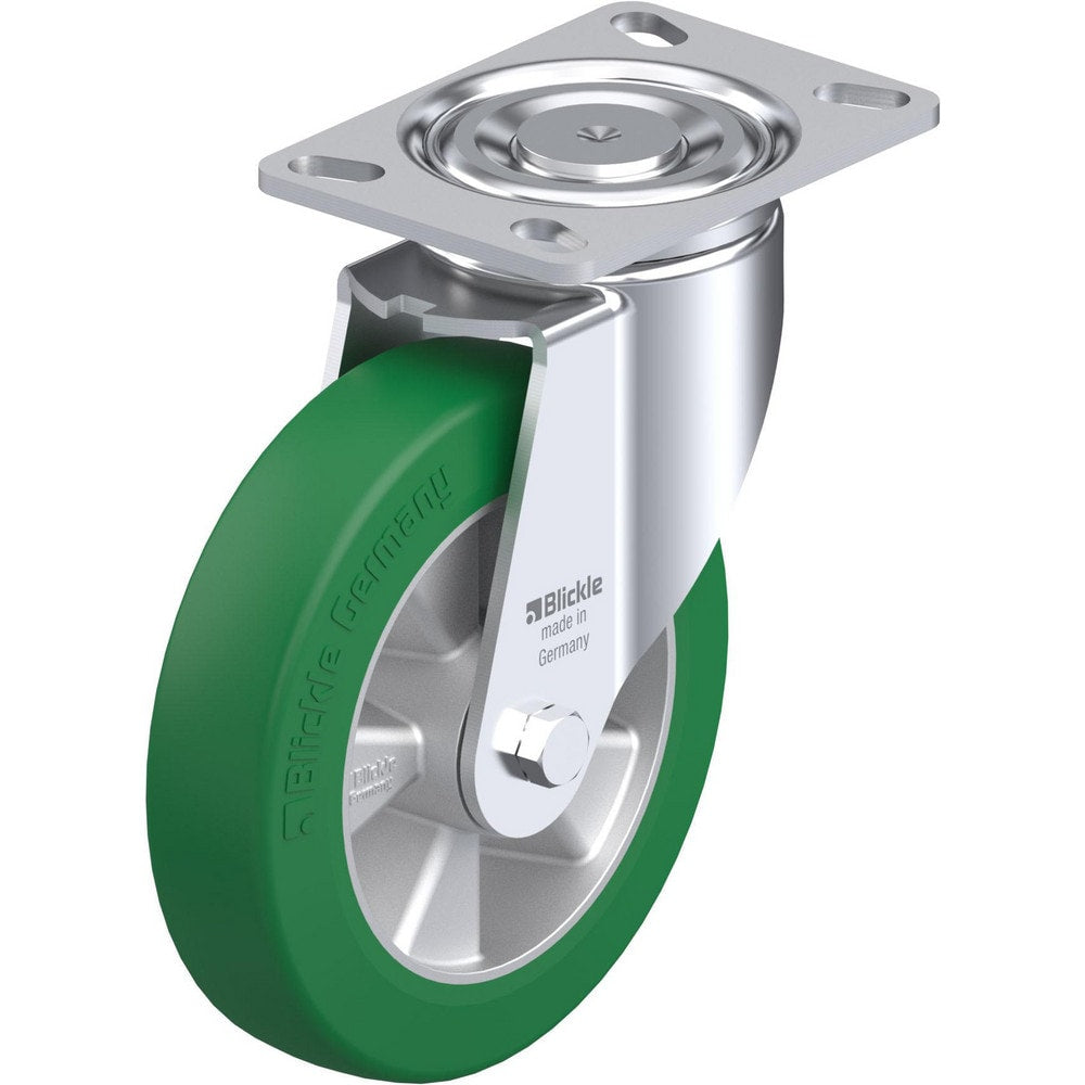 Top Plate Casters; Mount Type: Plate; Number of Wheels: 1.000; Wheel Diameter (Inch): 8; Wheel Material: Polyurethane; Wheel Width (Inch): 2; Wheel Color: Green