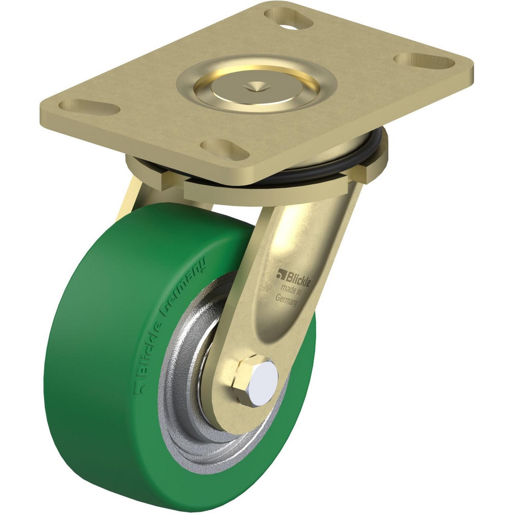 Top Plate Casters; Mount Type: Plate; Number of Wheels: 1.000; Wheel Diameter (Inch): 5; Wheel Material: Polyurethane; Wheel Width (Inch): 2; Wheel Color: Green