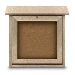 Enclosed Bulletin Board: 18" Wide, 18" High, Cork, Tan