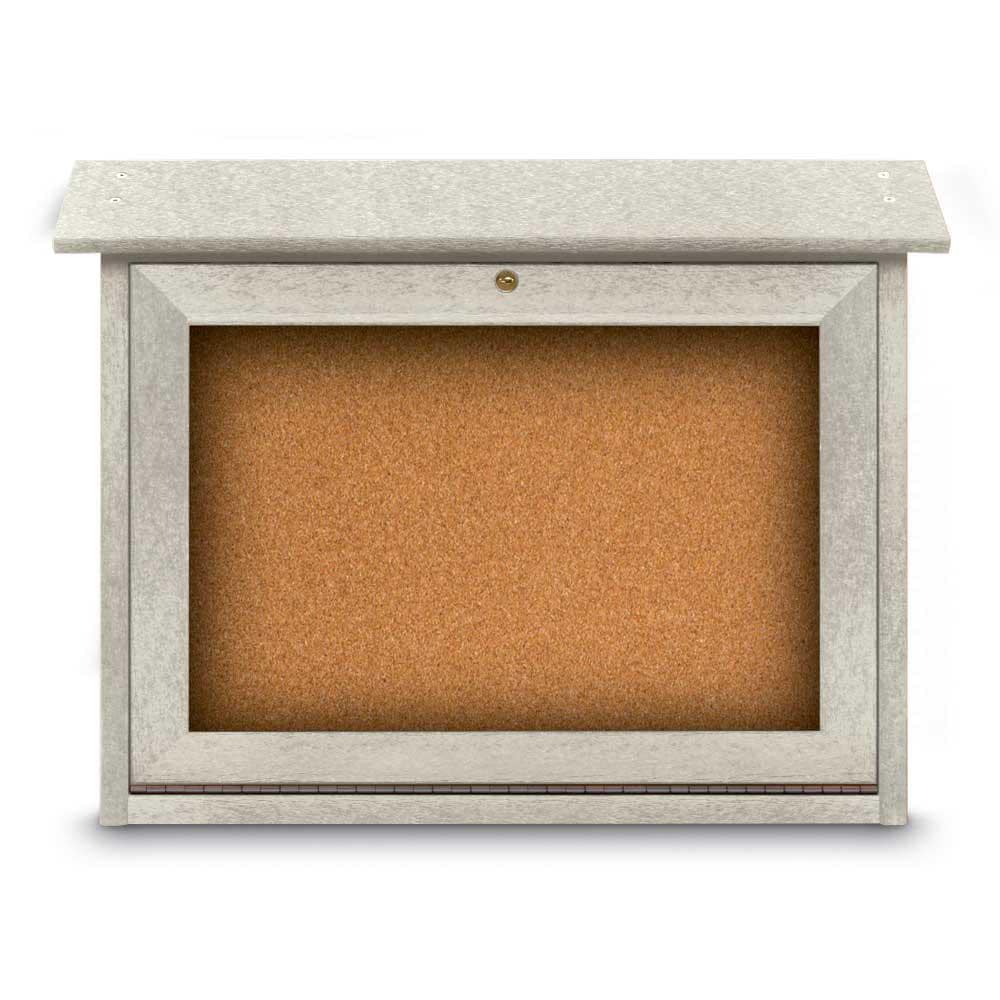 Enclosed Cork Bulletin Board: 24" Wide, 18" High, Cork, Natural Tan