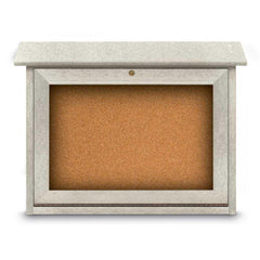 Enclosed Cork Bulletin Board: 24" Wide, 18" High, Cork, Natural Tan