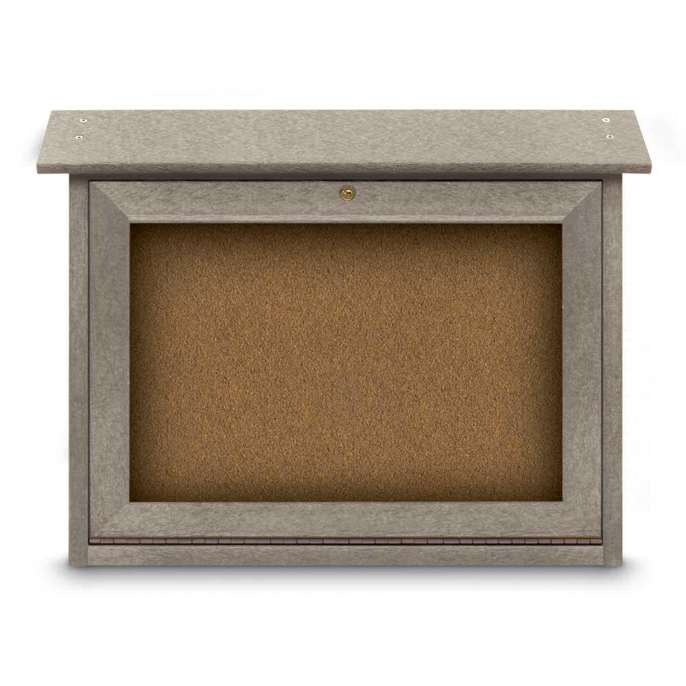 Enclosed Bulletin Board: 24" Wide, 18" High, Cork, Tan