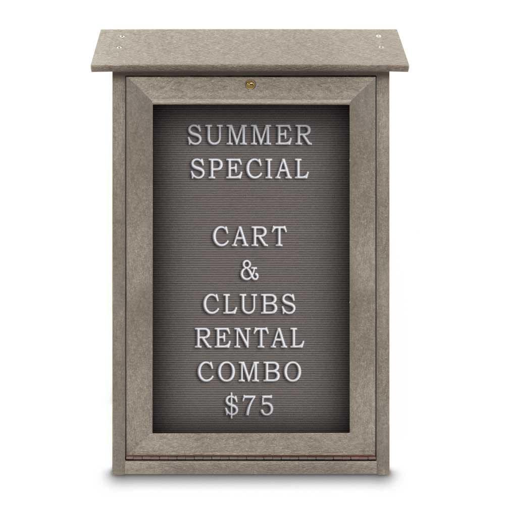 Enclosed Letter Board: 18" Wide, 29" High, Fabric, Gray