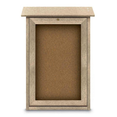 Enclosed Bulletin Board: 18" Wide, 29" High, Cork, Tan