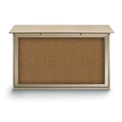 Enclosed Bulletin Board: 45" Wide, 30" High, Cork, Tan