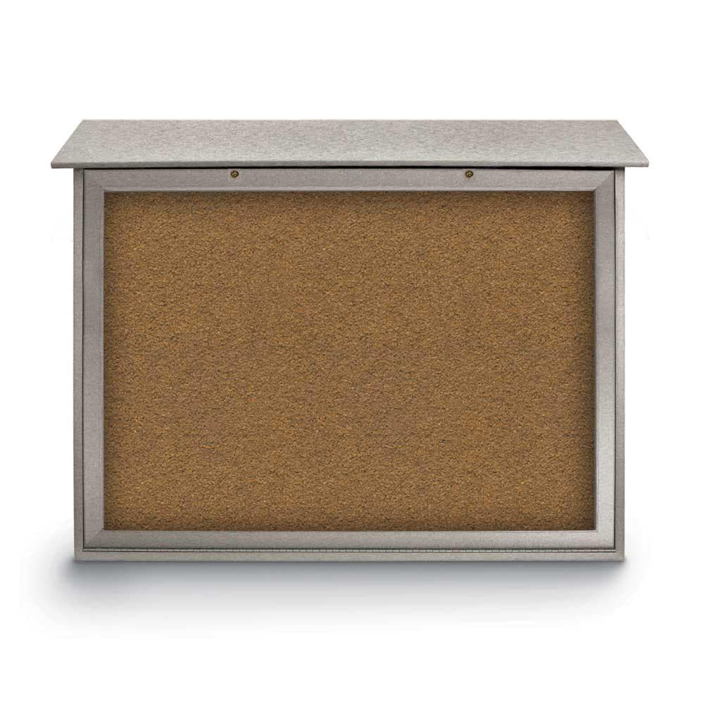 Enclosed Bulletin Board: 45" Wide, 36" High, Cork, Tan