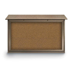 Enclosed Bulletin Board: 45" Wide, 30" High, Cork, Tan