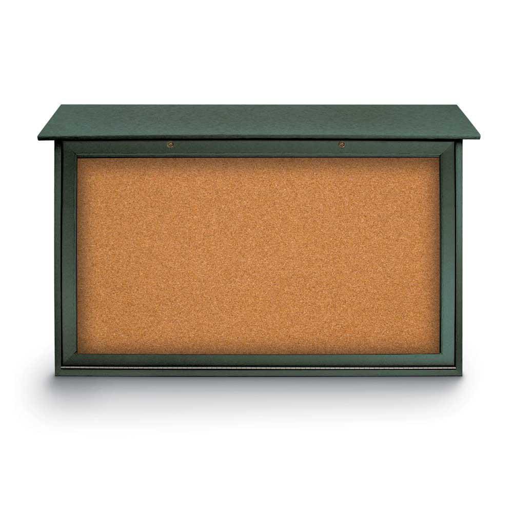 Enclosed Cork Bulletin Board: 45" Wide, 30" High, Cork, Natural Tan