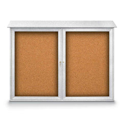 Enclosed Cork Bulletin Board: 52" Wide, 40" High, Cork, Natural Tan