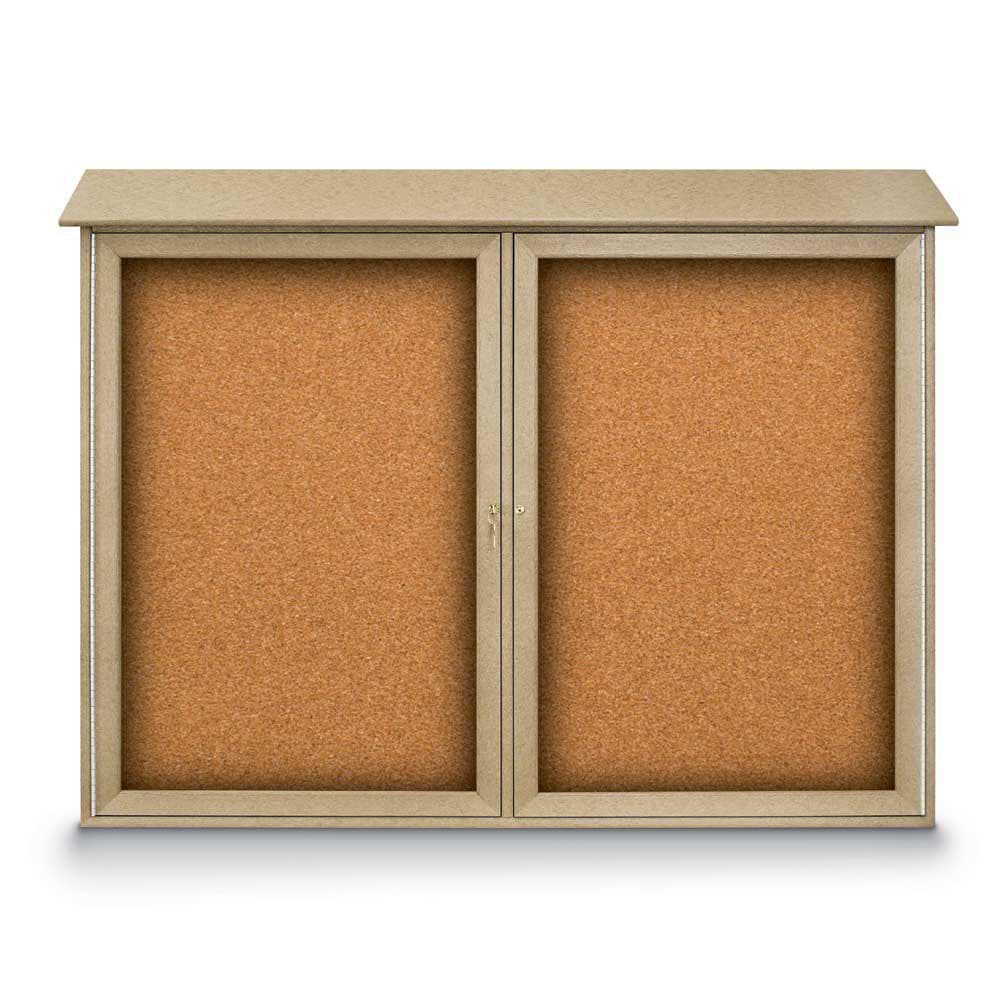 Enclosed Cork Bulletin Board: 52" Wide, 40" High, Cork, Natural Tan