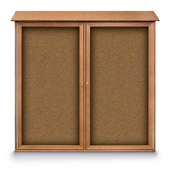 Enclosed Bulletin Board: 48" Wide, 48" High, Cork, Tan