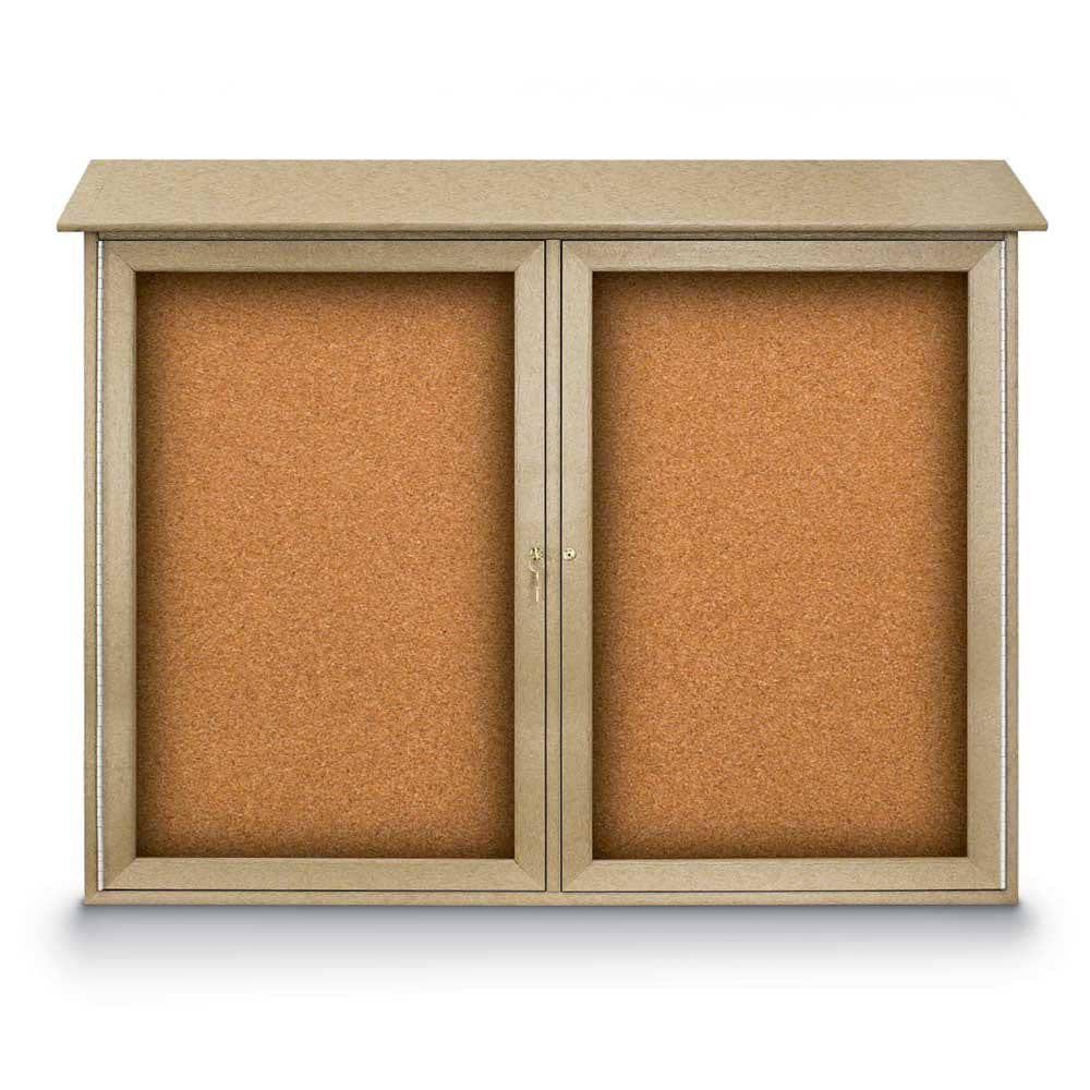 Enclosed Cork Bulletin Board: 45" Wide, 36" High, Cork, Natural Tan