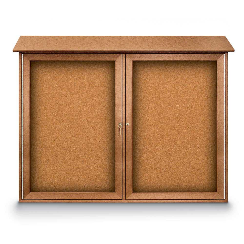 Enclosed Cork Bulletin Board: 45" Wide, 36" High, Cork, Natural Tan