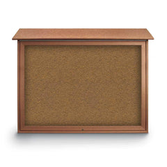 Enclosed Bulletin Board: 45" Wide, 36" High, Cork, Tan