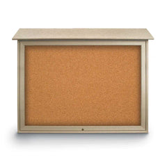 Enclosed Cork Bulletin Board: 45" Wide, 36" High, Cork, Natural Tan