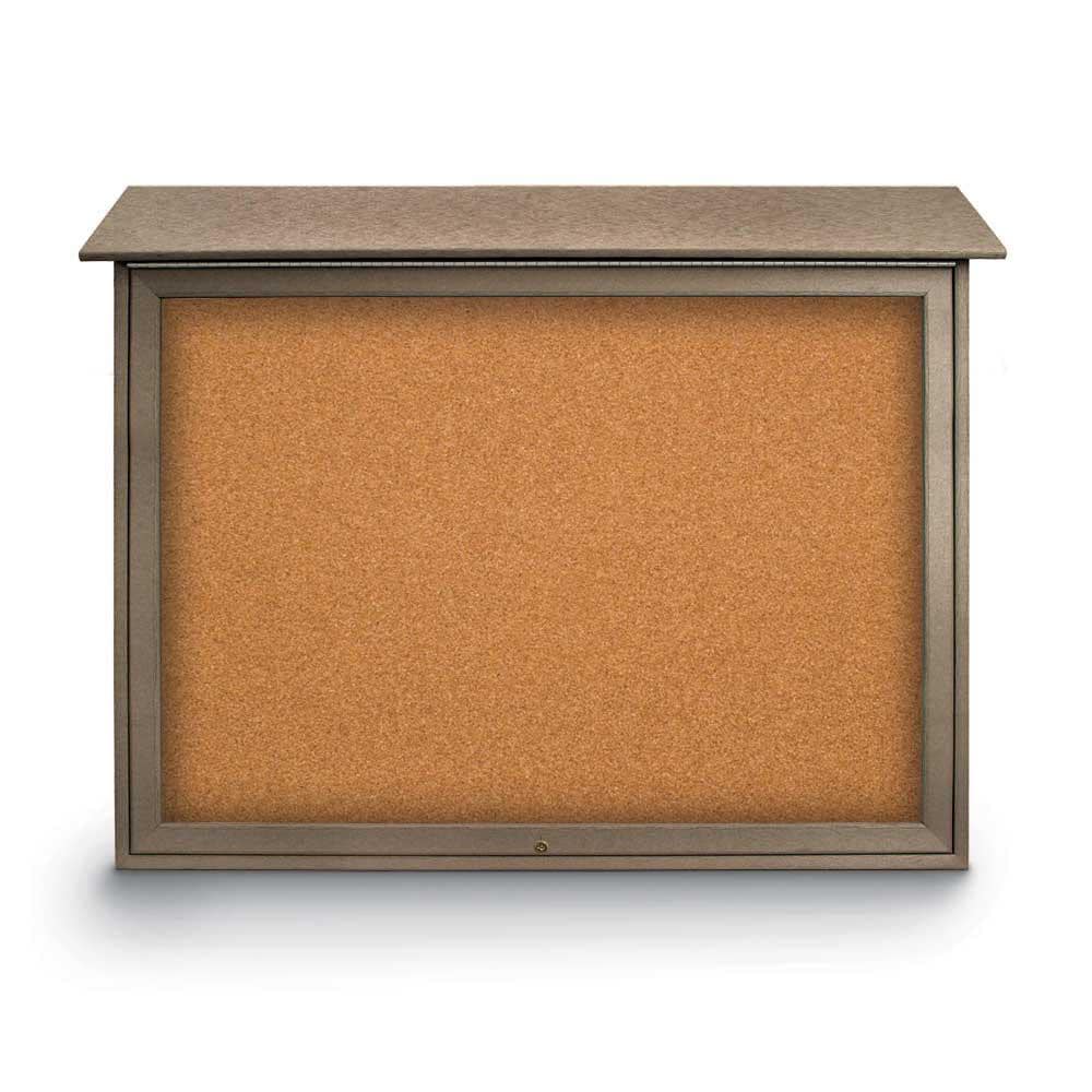 Enclosed Cork Bulletin Board: 45" Wide, 36" High, Cork, Natural Tan