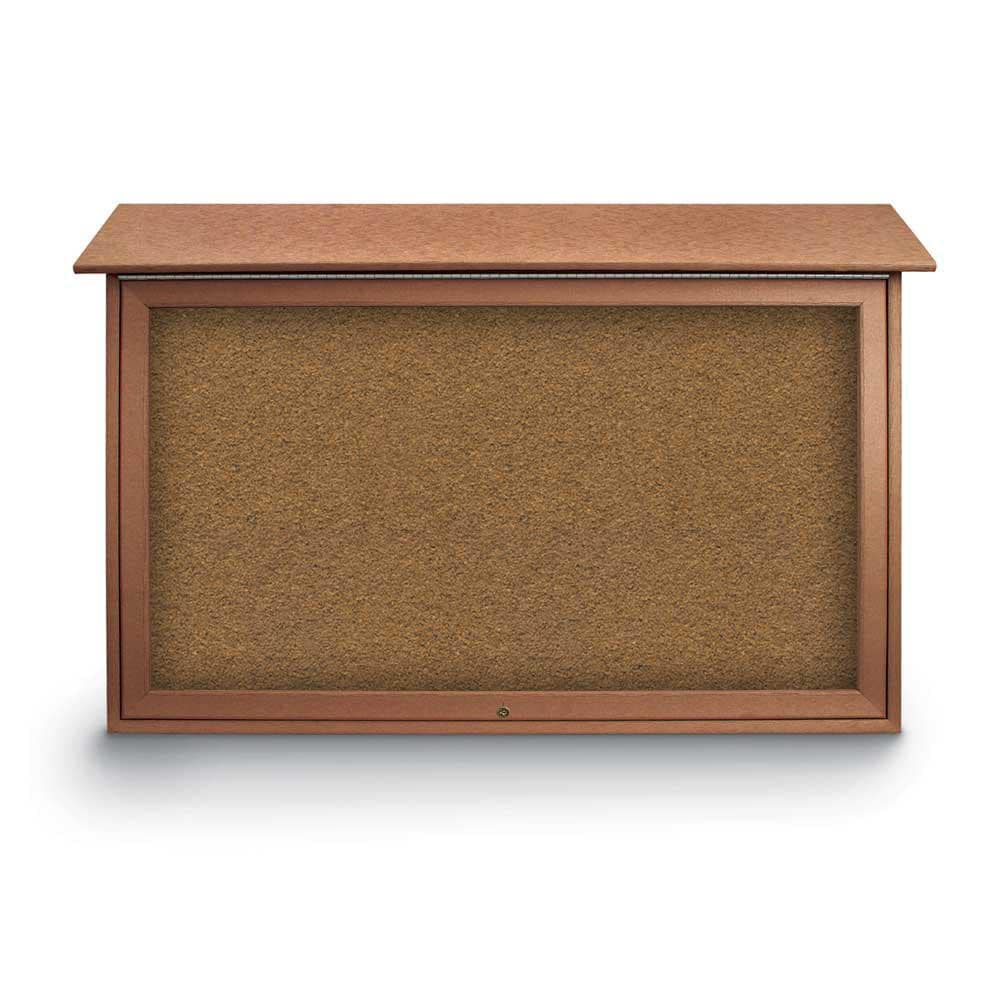 Enclosed Bulletin Board: 45" Wide, 30" High, Cork, Tan