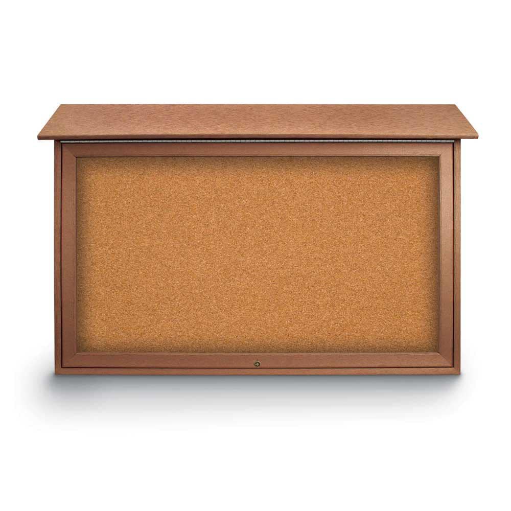 Enclosed Cork Bulletin Board: 45" Wide, 30" High, Cork, Natural Tan