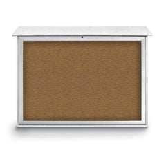 Enclosed Bulletin Board: 52" Wide, 40" High, Cork, Tan